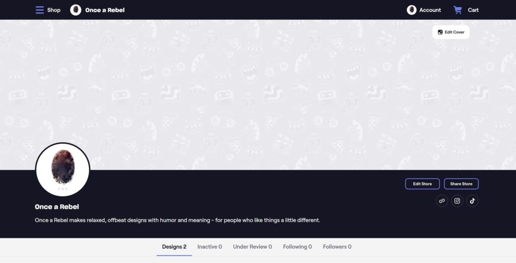 Early groundwork on TeePublic, for Hamster Wheel Exit's print on demand experiment.